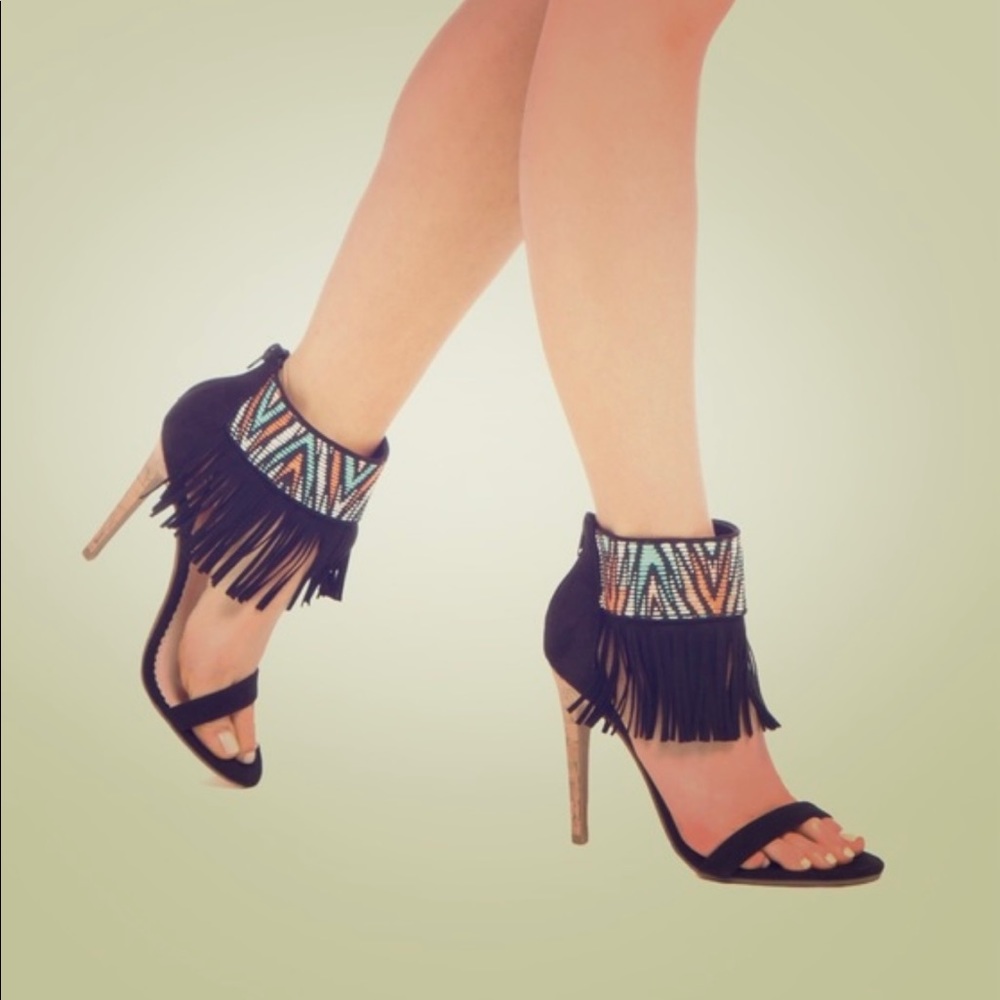 Madison fringe sandals 4” heel
